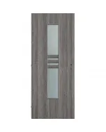 Beltéri ajtólap 90x210 cm falnyílásba jobbos nyitásirány, szürke tölgy dekorfólia savmart üvegezés a modern megjelenésért mdf k