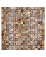 Quadrat crystal mix mozaikcsempe üveg és természetes kő kombinációjával bézs árnyalatú, fényes felületű mozaiklap elegáns megj