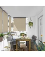 SUNFUN - balkon-belátásvédő (1,4x2,5m, bézs) Szélfogó feltekerhető bézs színű ponyva  220 g/m2 poliészterponyva