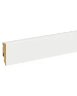 Finoman ívelt, fehér mdf szegélyléc 2400x15x58 mm méretben, profilja jól illik laminált parkettáhozegyszerű felszerelést biztosít