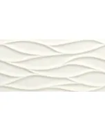 Tubadzin dekorcsempe hullámos mintázattal fehér, térnövelő megjelenés 59,8 × 29,8 cm méret 12,8 mm vastagság beltéri használatra