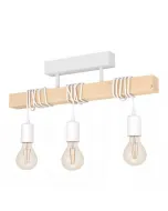 Mennyezeti lámpa fehér acél és modern fa kivitelben 3 x max. 60 w e27-es foglalattal ip20 védelem beltéri használathoz modern, ipari