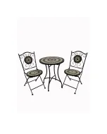 Balkon szett mozaikos felülettel 3 részes szett: 2 szék + 1 asztal asztal mérete: Ø 60 x 70 cm szék mérete: 38 x 38 x 89 cm