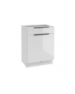 Belluno konyhabútor alsószekrény  méret: 60 x 84 x 49 cm 1 db ajtó és 2 db fiók fehér magasfényű front  fekete matt fém foganty