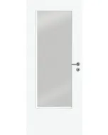 Beltéri ajtólap 75 x 210 cm-es falnyílásba, zm6-os tokhoz fehér színű, savmart üvegezéssel balos nyílásirány papírrács-térki