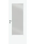 Beltéri ajtólap fehér színben, savmart üvegezéssel 90 x 210 cm-es falnyílásba, zm6-os tokhoz jobbos nyílásirány papírrács-té