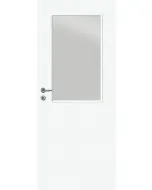 Beltéri ajtólap fehér színben, savmart üvegezéssel 90 x 210 cm-es falnyílásba, zm6-os tokhoz jobbos nyílásirány papírrács-tér