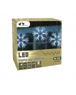Energiatakarékos led-technológia kül- és beltéri használatra 54 db led-del hossza: 2,7 m hópelyhek mérete: 18 cm