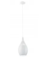 Modern megjelenésű eglo márkájú függőlámpa fehér kivitelbene27-es foglalat egy maximálisan 60 w-os izzóval kompatibilisszatinált