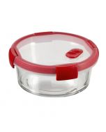 CURVER SMART COOK - üveg ételtartó (kerek, 1,2L, átlátszó-piros)