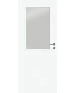 Beltéri ajtólap fehér színben, savmart üvegezéssel 90 x 210 cm-es falnyílásba, zm6-os tokhoz balos nyílásirány papírrács-tér