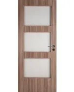 Beltéri ajtólap 90x 210cm-es falnyílásba, zm6-os tokhoz hegyi-szil dekormintával és satinato üvegezéssel balos nyílásirány papí