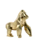 Arany színű sétáló gorilla dekorszobor beltérre modern, geometrikus forma polírozott felülettel tartós, masszív anyagból készül