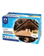 DEKORTREND - kültéri kontakt jégcsapfüzér (89+12 LED-es, 3x0,4m, csillanó jégcsap) Energiatakarékos led-technológia kül- és beltéri használatra meleg- és hidegfényű 101 db led-del hossza: 3 m csillanó toldható