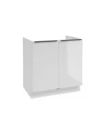 Belluno konyhabútor alsószekrény méret: 80 x 84 x 49 cm 2 ajtós, 1 db fiókkal fehér magasfényű front fekete matt fém fogantyúk