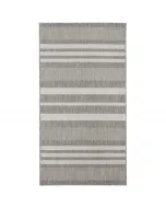 Síkszövött kültéri szőnyeg mérete: 120 x 170 cm súlya: 1100 g/m2 anyaga: 100% polipropilén szürke színű, csíkos mintával