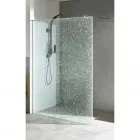 Camargue zuhanyfal crash glass s64 walk-in kivitelben 95 x 200 cm méretű robbantott biztonsági üveg zuhanyfal zuhanytálcára vagy padl�