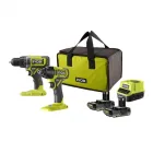 Ryobi akkus csavarozó készlet one+ rck182g-220s (2x2 ah, töltő és táska) tartalmazza a ryobi 18 v one+ rendszerű fúró-csavarozót �