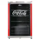 Hűtőszekrény 115 literes térfogattal piros fémkialakítás coca-cola dizájnnal és üvegajtóval Állítható polcok palackok és dobo