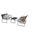 Sunfun erica 4 részes kerti bútor szett acél vázszerkezet rattan hatású pe fonat 5 cm vastag párnák és deréktámasz