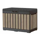 Keter kentwood deco kerti tároló kőrisfa színben Űrtartalom: 190 l kompakt méret: 82,3 x 45,7 x 57,7 cm tartós műanyag anyag fa ha