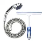 5 zuhanysugár-funkció easy clean funkció víztakarékos, fém zuhanygégecső (150 cm) 21,5 cm széles ablaklehúzóval