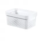 Méret: 26 x 18 x 12 cm anyag: műanyag Űrtartalom: 4,5 l szellőzőnyílásokkal 100%-ban újrahasznosított anyagból