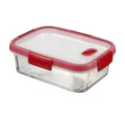 Curver smart cook - üveg ételtartó (szögletes, 0,9l, átlátszó-piros)
