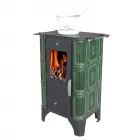 Domofire mira tűzhely csempeberakással, 6 kw, zöld kivitel főzésre és párolásra is alkalmas platni hátsó füstcsőkivezetés, 120 