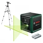 BOSCH QUIGO GREEN - keresztvonalas lézer (állvánnyal) Önszintezés nyílásszög mértékegysége: 120° maximális munkatávolság: 12 m Állvánnyal és elemekkel