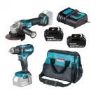 MAKITA - akkus kezdőcsomag (2 db akkuval, töltővel, táskában) Akkufeszültség: 18 v szett tartalma: ddf485z fúró-csavarozó, dga506z sarokcsiszoló, hordtáska, 2db akku és töltő(dc18sd)  akku