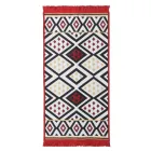 Front szőnyeg beltéri használatra méret: 60 cm x 120 cm teljes súly: 1100 g/m2 anyaga 100% pamut piros-fehér színű, természetes hat