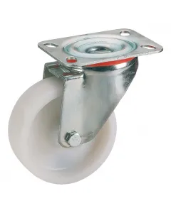 Anyaga:  acéllemez, poliamid teherbírás: max. 150 kg kerékátmérő: 80 mm lemezméret: 100 x 85 mm