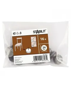 Stabilit bútorcsúsztató fa bútorlábakhoz Átmérő: 24 mm filc csúszófelülettel szöggel rögzíthető 16 db/csomag