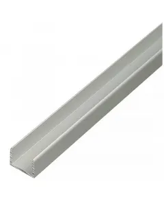 Alumínium u profil, 24,6 mm szélességgel hossza 2 m magassága 20 mm 1,8 mm falvastagságú, eloxált felülettel időjárás- és uv-ál