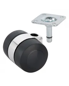 Anyaga:  acéllemez, műanyag, poliamid teherbírás: max. 55 kg kerékátmérő: 45 mm csap: 8 mm lemezméret: 38 x 38 mm