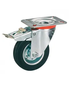 Anyaga: gumi, acéllemez teherbírás: max. 150 kg kerékátmérő: 160 mm lemezméret: 140 x 110 mm fékezhető
