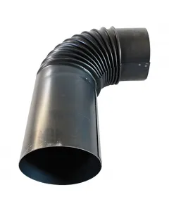 Füstcső könyök fekete acélból készült, 90°-os szögben Átmérő: 130 mm, kompatibilis szabványos csőrendszerekkel hossz: 360 mm,