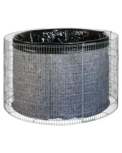 Bellissa gabionfalas magasított kerti tó 130 cm átmérő, 80 cm magasság 750 literes vízkapacitás 0,5 mm vastag pvc fóliabetét csava