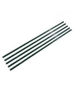 Kerítésoszlop készlet zöld színben 5 db 150 cm hosszú, 34 mm átmérőjű kerítésoszlop 3 db feszítődrót-tartóval a készletbe