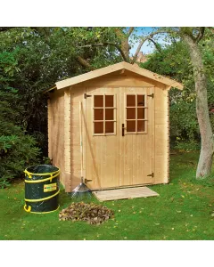 Alapterület: 3,6 m² gerincmagasság: 222 cm falmagasság: 183 cm falvastagság: 19 mm kétszárnyú ajtóval nyeregtetős kivitel