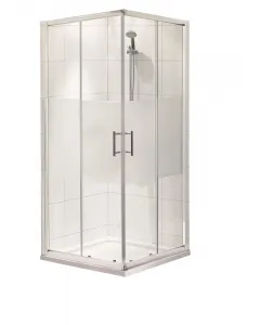 GEO MADE FOR YOU - zuhanykabin (szögletes, 90x90x195cm) Szögletes kivitel könnyű és halk tolóajtó 6 mm-es, szatén csíkos biztonsági üveg zuhanytálca és zuhanyszett nélkül