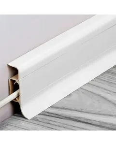 Logoclic szegőléc fehér színben mérete: 2500 x 50 x 22,5 mm könnyen felszerelhető tartós és hosszú élettartamú rejtett kábel