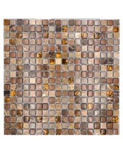 Quadrat crystal mix mozaikcsempe üveg és természetes kő kombinációjával bézs árnyalatú, fényes felületű mozaiklap elegáns megj