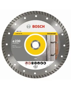 Beton, tégla, térkő vágására gyémántbevonatú vágóél Átmérő: 230mm furatátmérő: 22,23 mm vágásszélesség: 2,5 mm
