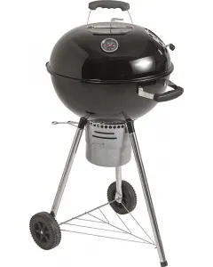 Hőálló fogantyú krómozott grillrács zománcozott fedél beépített fedélhőmérő szabályozható szellőztető kerekekkel