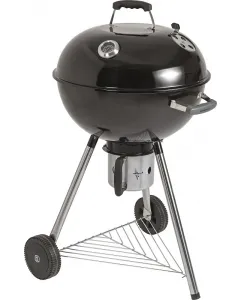 Hőálló fogantyú krómozott grillrács zománcozott fedél beépített fedélhőmérő szabályozható szellőztető kerekekkel