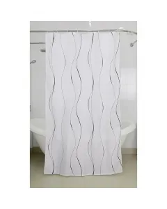 Venus zuhanyfüggöny, fehér színű, hullámvonalas mintázattal vízlepergető felület méret: 240 × 200 cm megerősített szegéllye