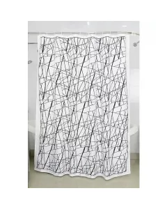 Venus zuhanyfüggöny zickzack 180 cm x 200 cm textil kivitelben vízlepergető poliészter anyag megerősített felsőrész és függönyka