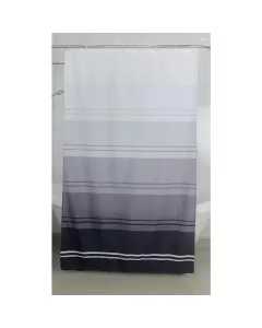 Venus zuhanyfüggöny stripes, fekete, fehér és szürke színű, csíkos dekorral vízlepergető felület méret: 180 × 200 cm megerős
